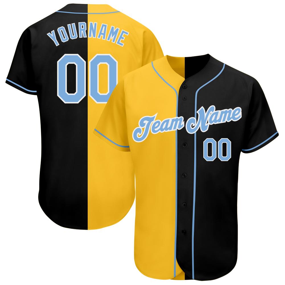 Custom Name Blue Light Blue White Split Fashion Baseball Jerseys