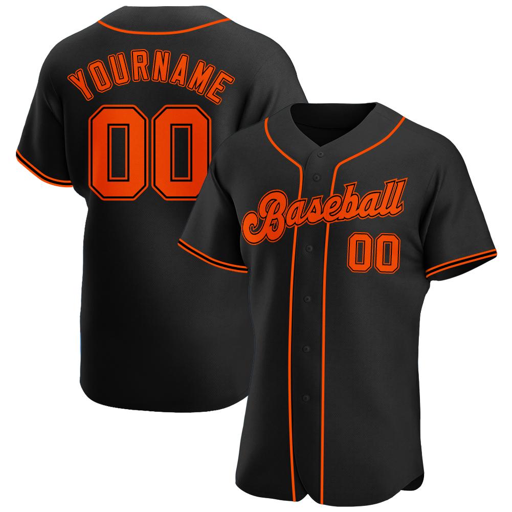 Custom Personalized Black Orange Black Baseball Jersey