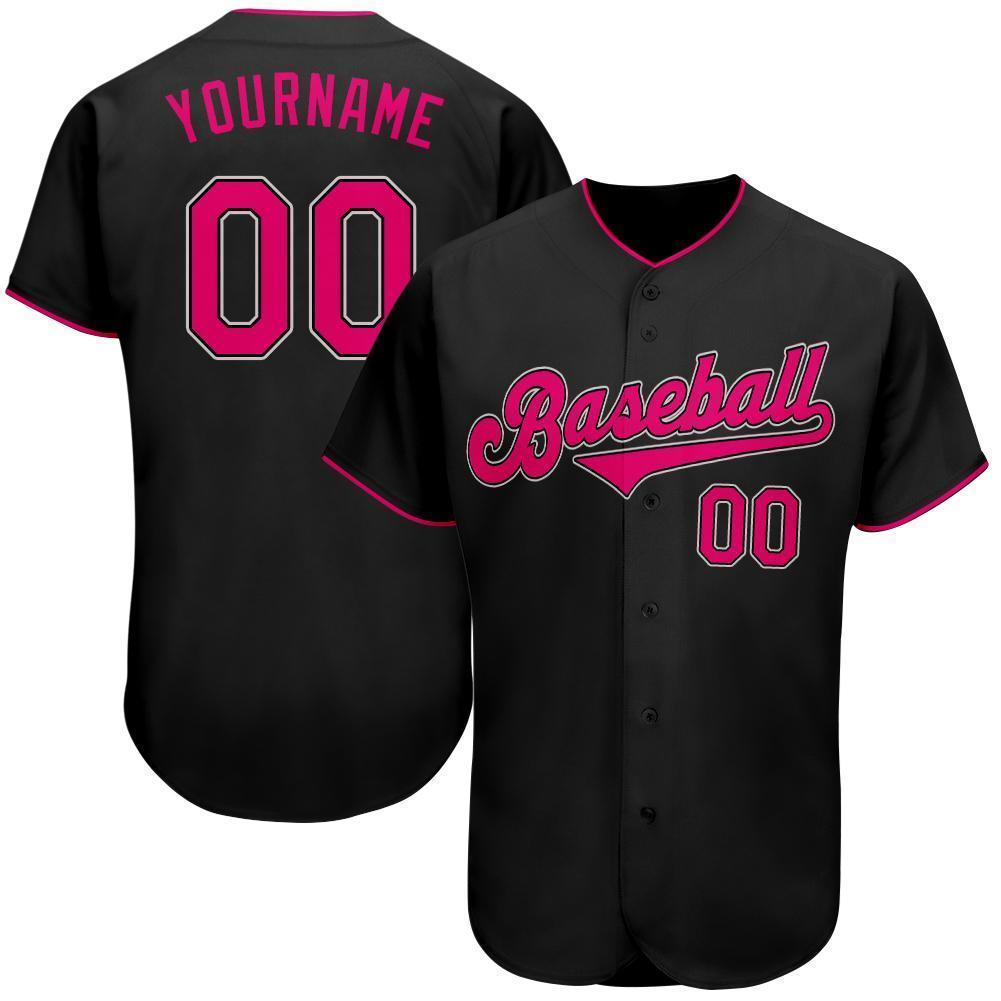 Custom Personalized Black Pink White Baseball Jersey - Teeruto