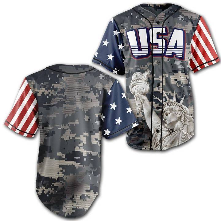 Custom Personalized Camo American Baseball Jersey