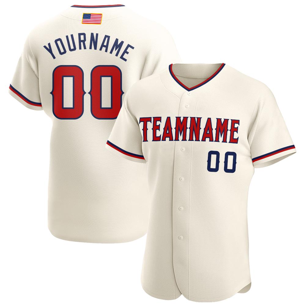 Custom Name Cream Royal Blue Red Baseball Jerseys Shirt - Freedomdesign