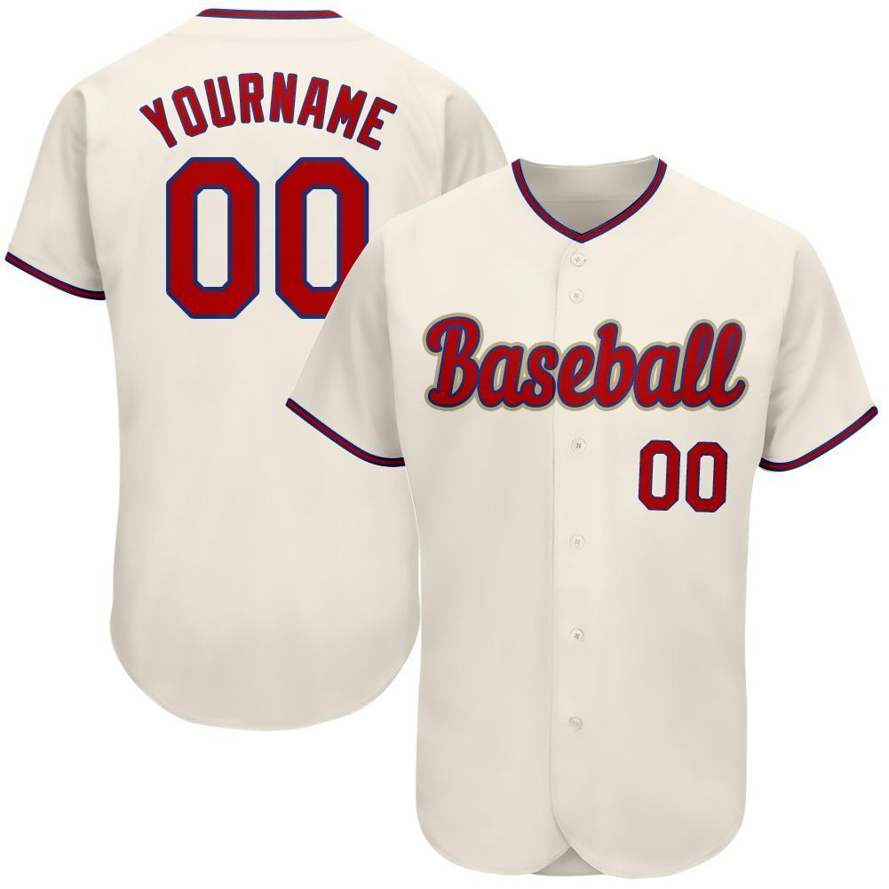 Custom Personalized Cream Red Royal Baseball Jersey