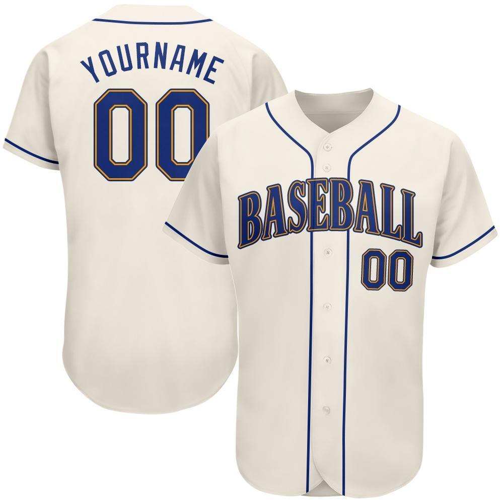 Custom Personalized Cream Royal Gold Baseball Jersey - Teeruto