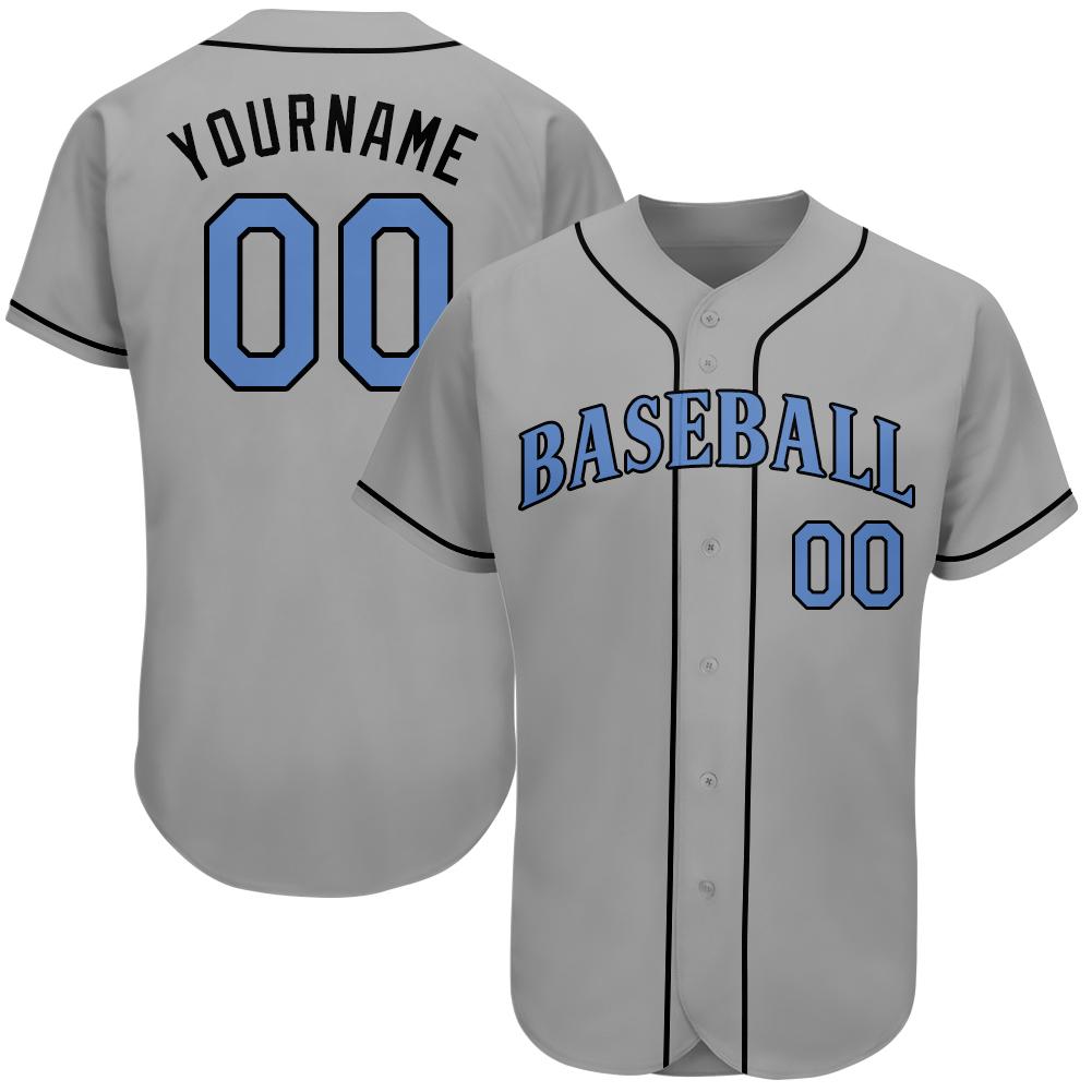 Custom Personalized Gray Light Blue Black Father’s Day Baseball Jersey