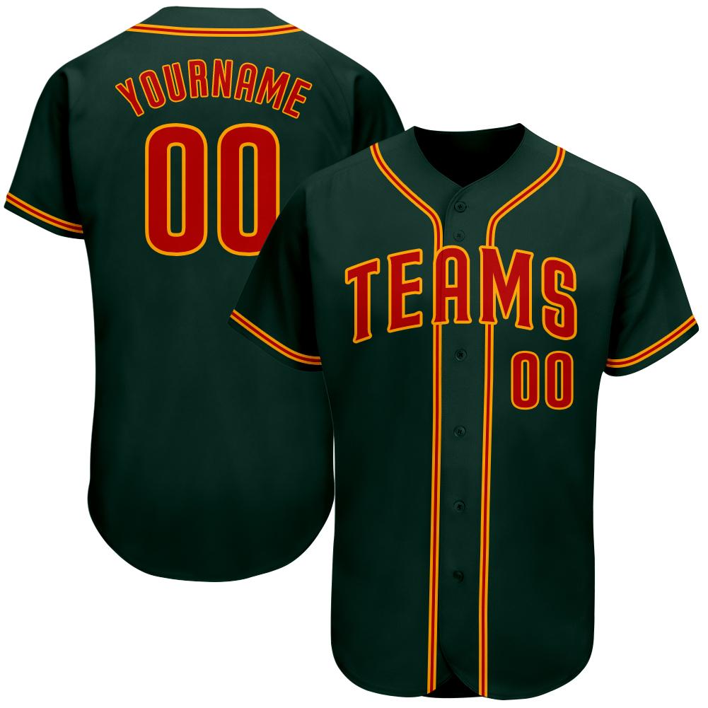 Custom Personalized Green Red Gold Baseball Jersey