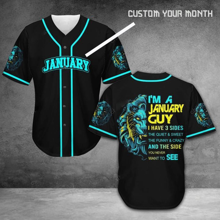 Custom Personalized Month Lion I’m A Guy I Have Three Sides 3d Baseball Jersey h