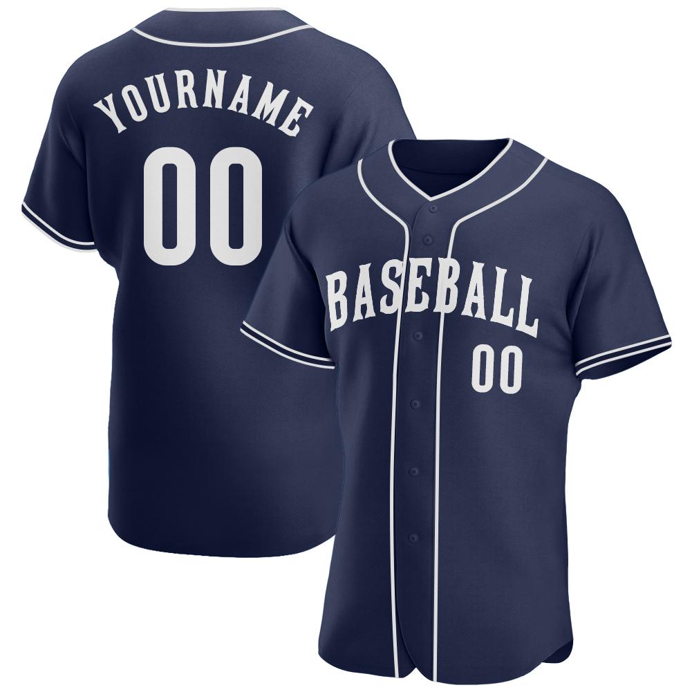 Custom Personalized Navy White Baseball Jersey