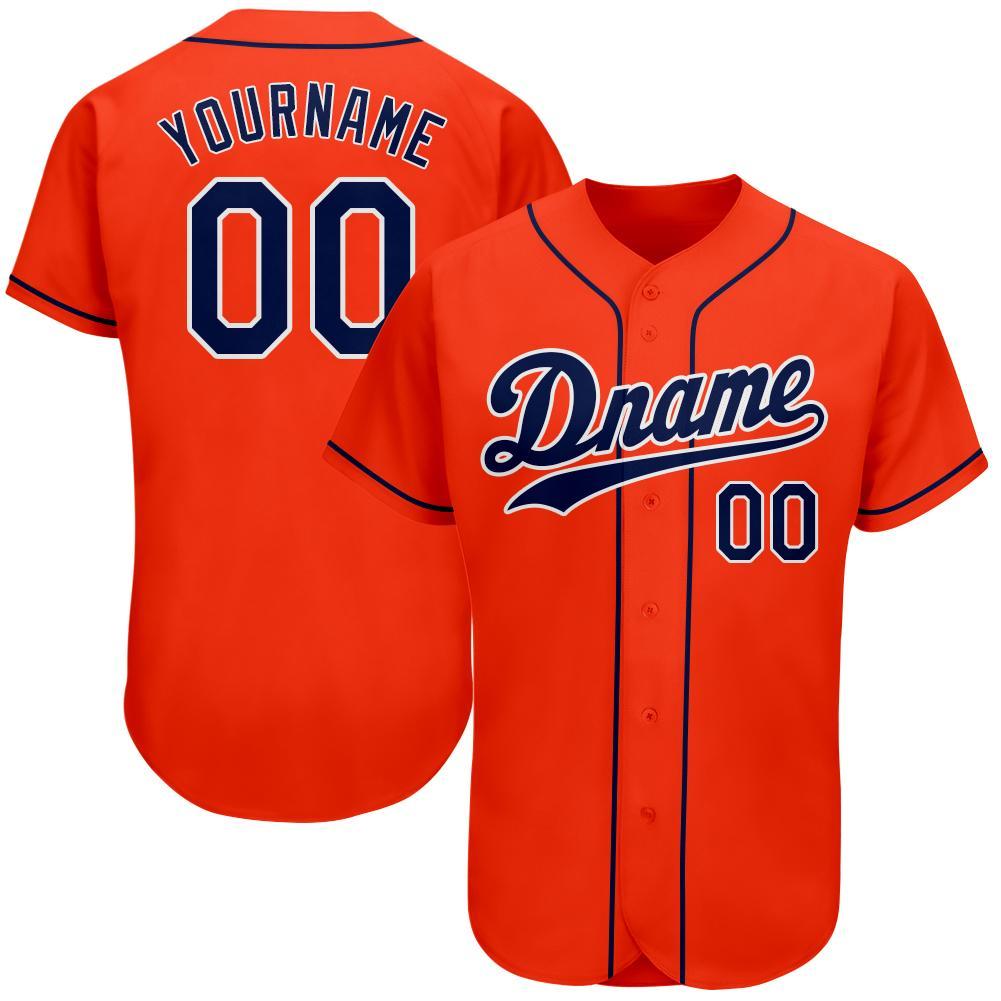 Custom Personalized Orange Navy White Baseball Jersey