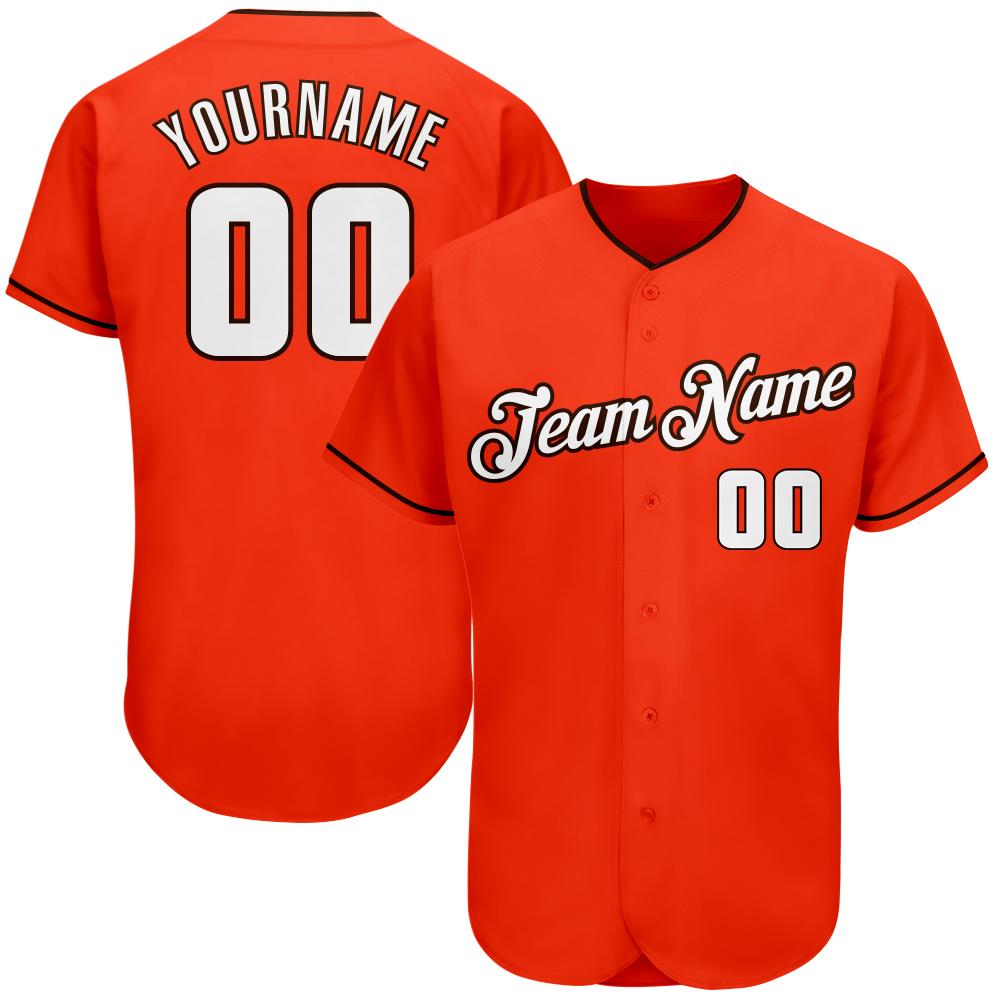 Custom Personalized Orange White Brown Baseball Jersey