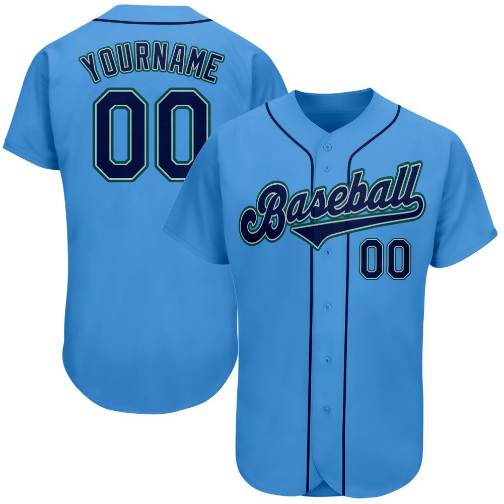 Custom Personalized Powder Blue Navy Aqua Baseball Jersey