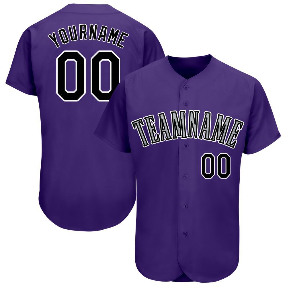 Custom Personalized Purple Black White Baseball Jersey