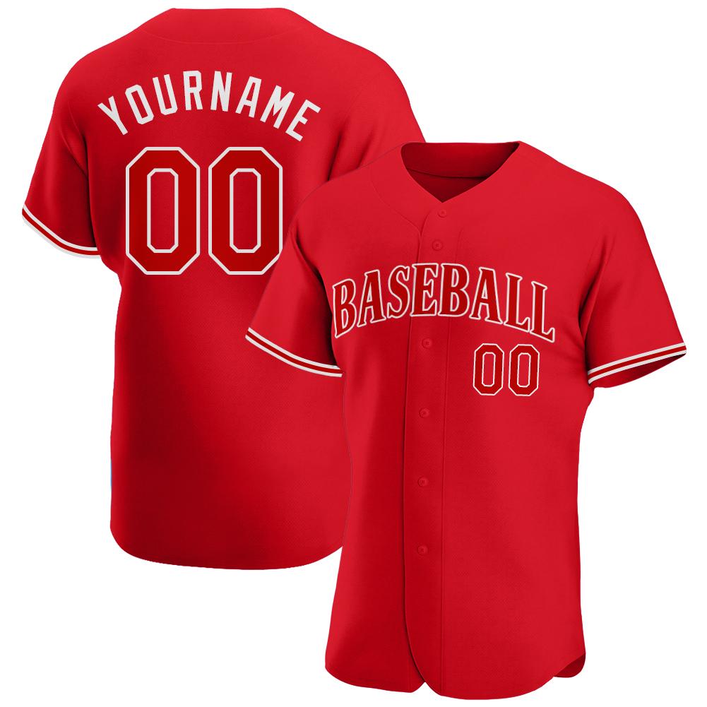 Custom Personalized Red Red White Baseball Jersey