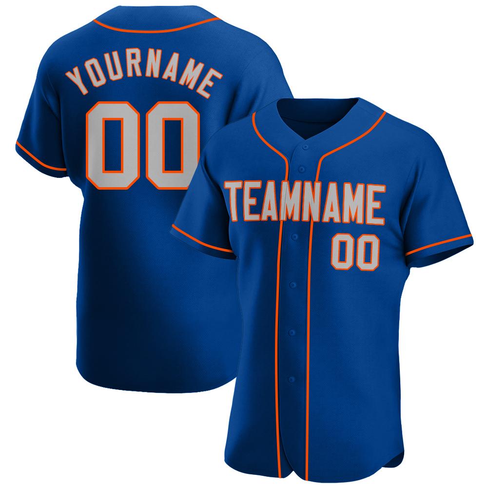 Custom Personalized Royal Gray Orange Baseball Jersey