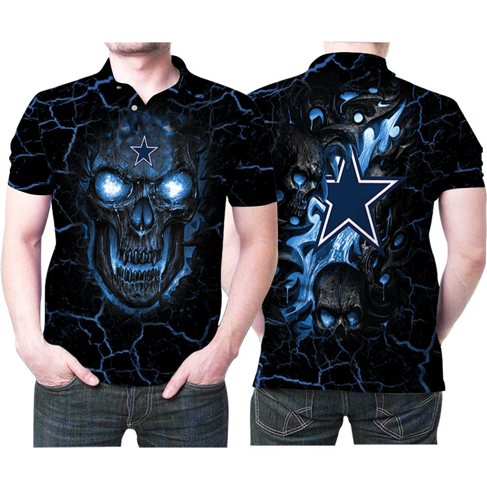 Dallas Cowboys Blue Skull Star On The Back 3d Printed Gift For Dallas Cowboys Fan Polo Shirt All Over Print Shirt 3d T-shirt