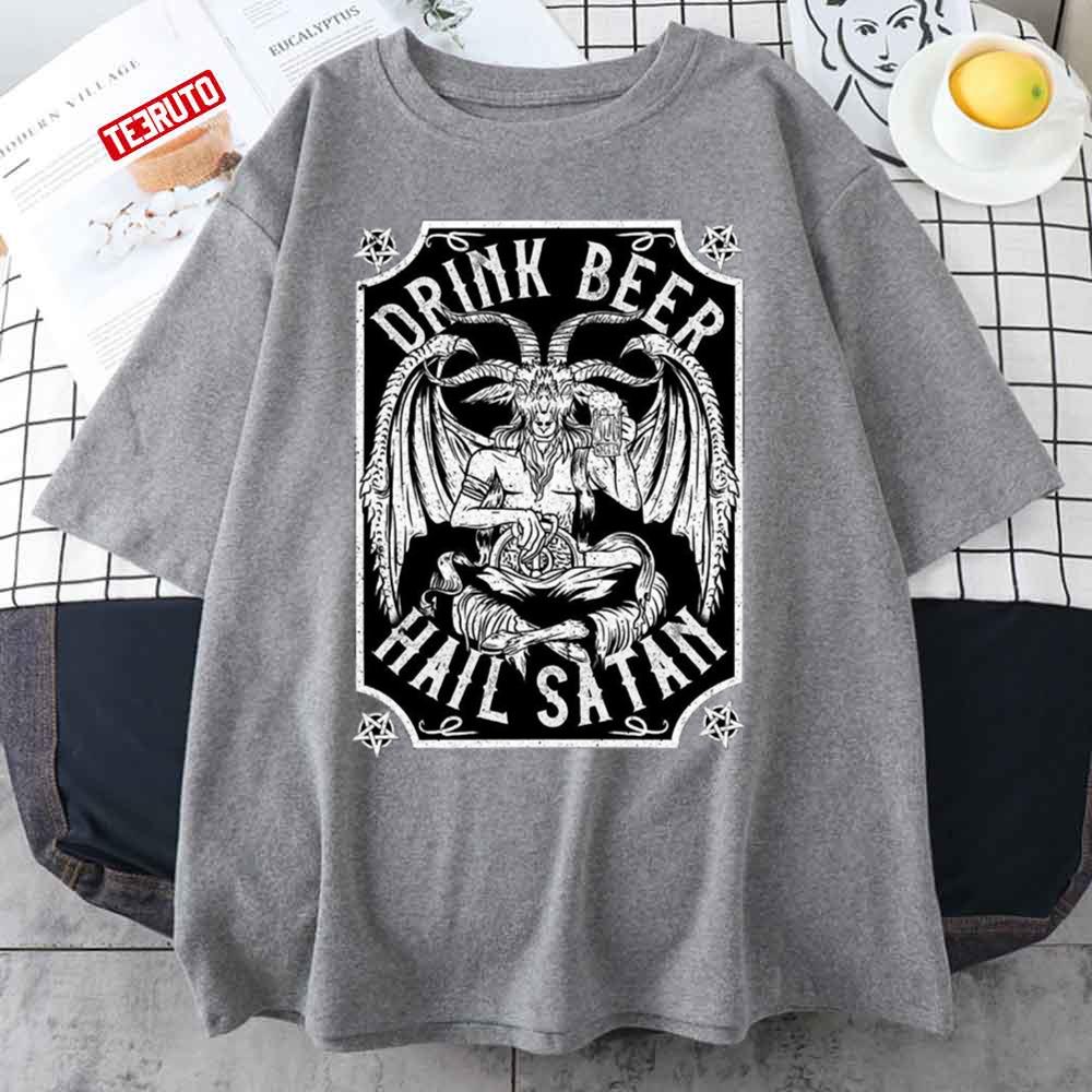 Dark Art Drink Beer Hail Satan Unisex T-Shirt