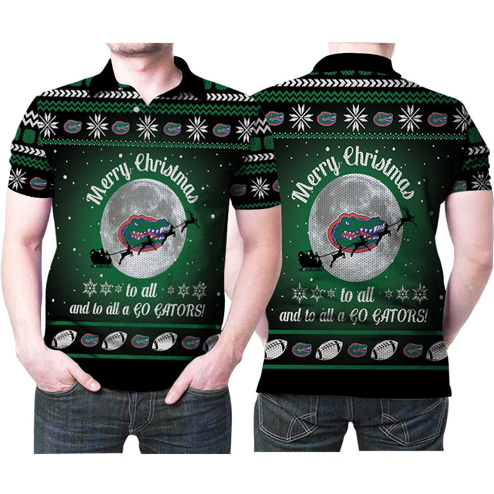 Florida Gators Merry Christmas To All And To All A Go Gators Football Logo 3d Designed Allover Gift For Gators Fans Christmas Holiday Polo Shirt