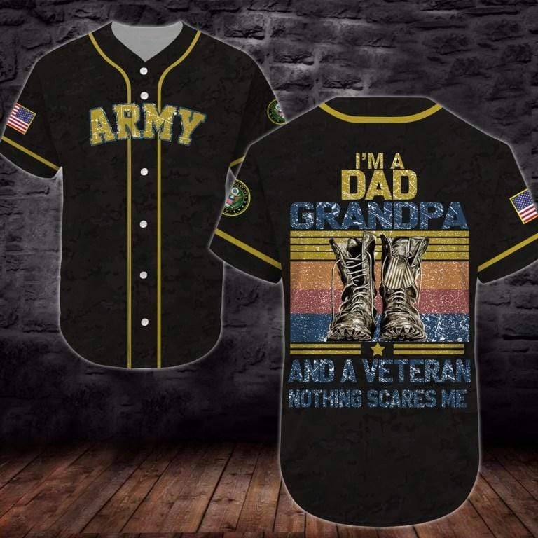 Gift For Dad U.s Army I’m A Dad Grandpaveteran 3d Personalized 3d Baseball Jersey l