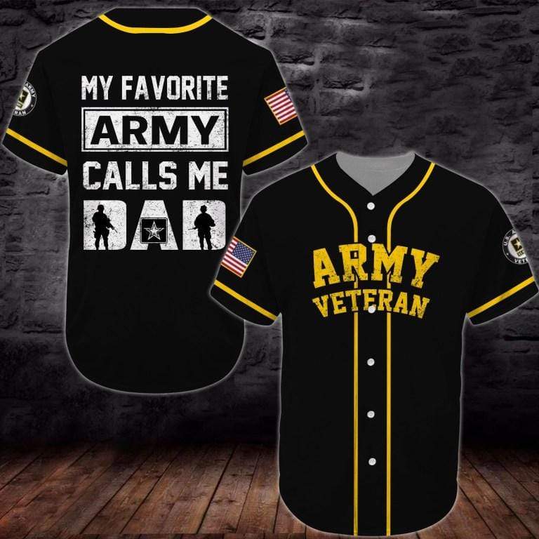 Gift For Father My Favorite Army Calls Me Dad 3d Personalized 3d Baseball Jersey va