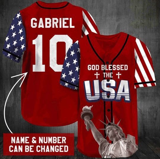 God Bless America Custom Personalized Name &ampamp Number Baseball Jersey kv