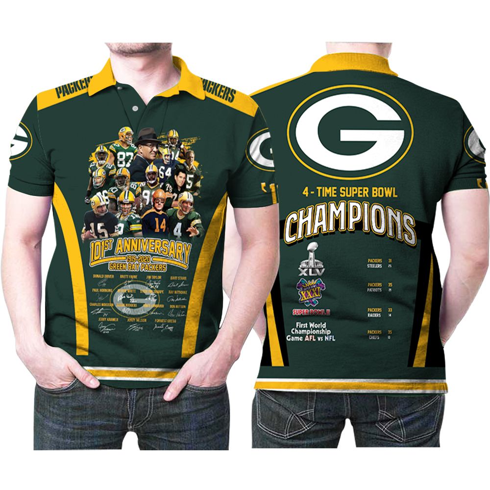 100th Nfl Green Bay Packers Polo 3d Printed Polo cotton t-shirt