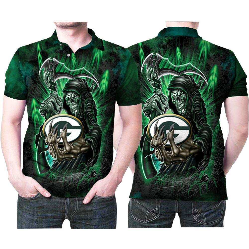 Green Bay Packers God Of Death Holds Logo 3d Designed For Green Bay Packers Fan Polo Shirt All Over Print Shirt 3d T-shirt