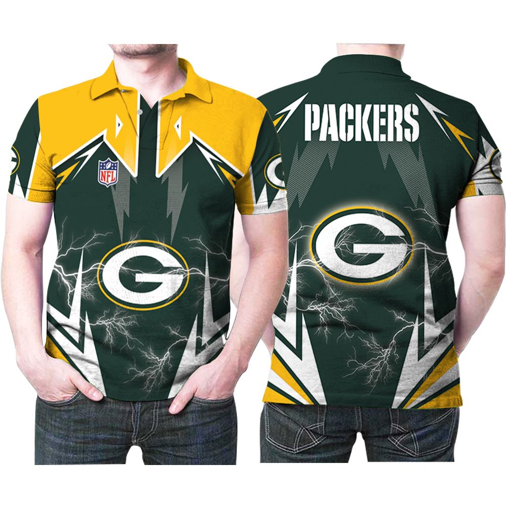 Green Bay Packers Lightning Nfl Logo 3d Printed Gift For Green Bay Packers Fan Polo Shirt All Over Print Shirt 3d T-shirt