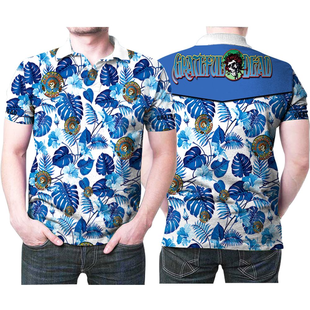 Hawaii Grateful Dead Blue Hawaiian Flowers Beach All Over 3d Printed Gift For Grateful Dead Hawaii Lovers Polo Shirt All Over Print Shirt 3d T-shirt