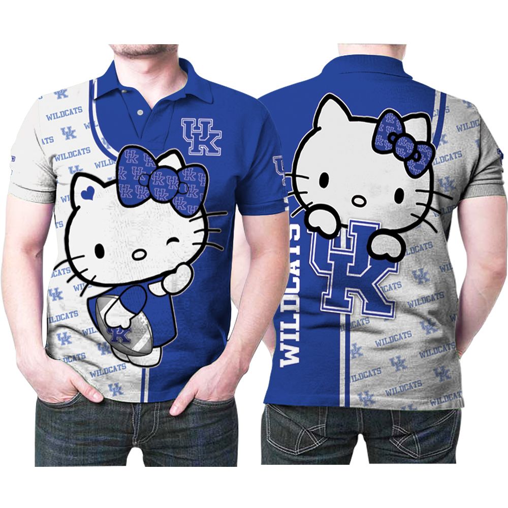 Hello Kitty Hug Kentucky Wildcats Logo 3d Printed Gift For Kentucky Wildcats Fan Polo Shirt All Over Print Shirt 3d T-shirt