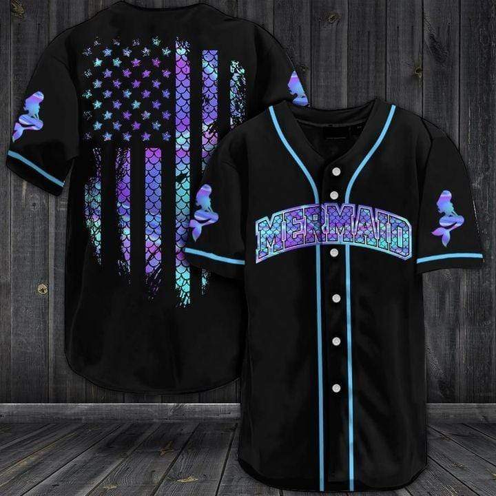 Hologram American Flag Mermaid Personalized 3d Baseball Jersey