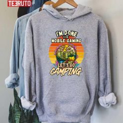 I’m Done With Mobile Gaming Let’s Go Camping Design Vintage Retro Colorful Unisex Hoodie
