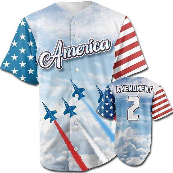 Independence Day America Combat Aircrafts Custom Personalized Number Baseball Jersey kv