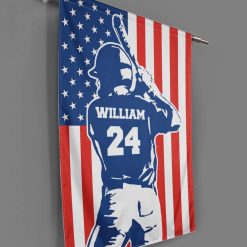 Independence Day Baseball Player Custom Personalized Name &ampamp Number Garden Flag kv