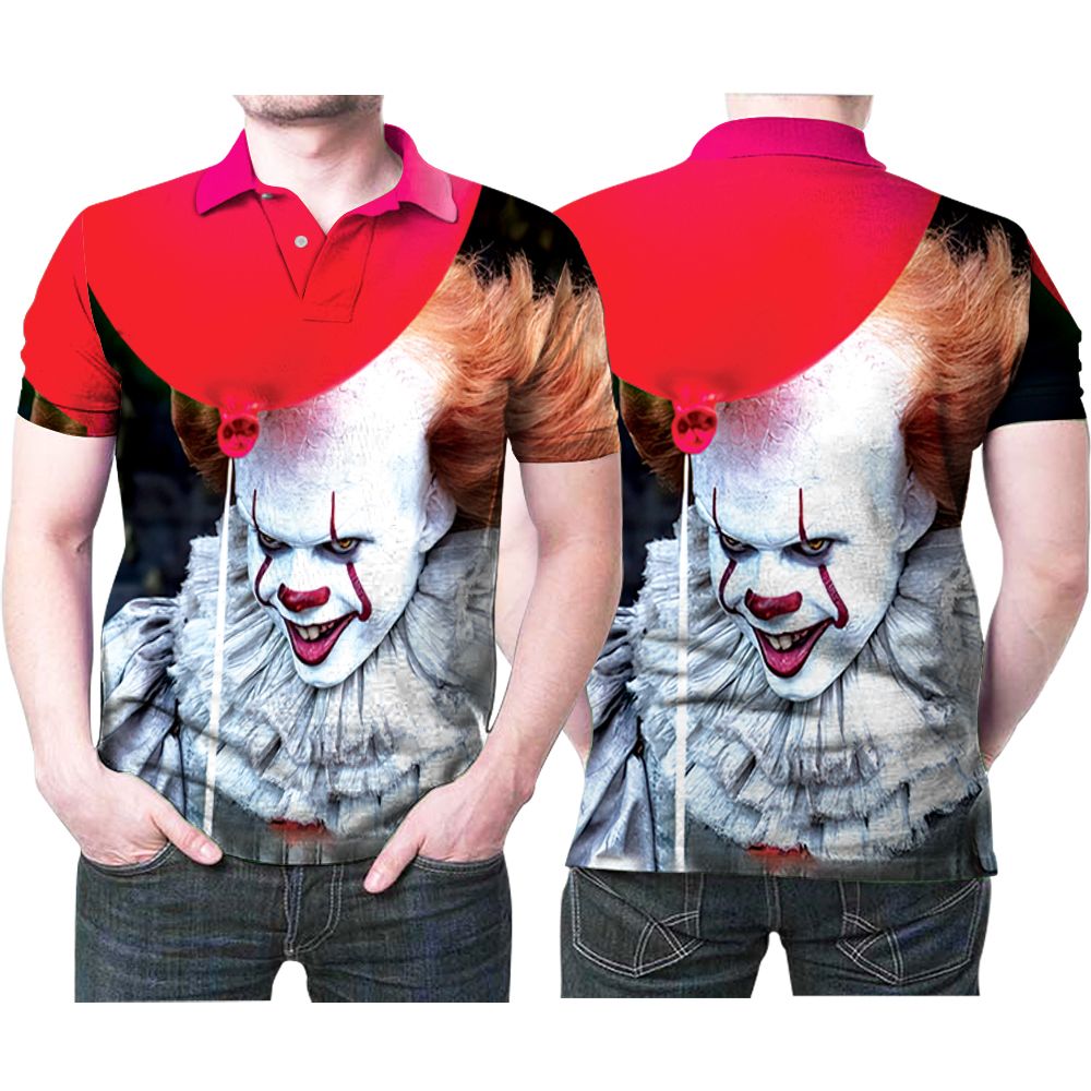 It Pennywise Balloon Smiling Face Scary Halloween 3d Printed Gift For Pennywise Lovers Polo Shirt All Over Print Shirt 3d T-shirt