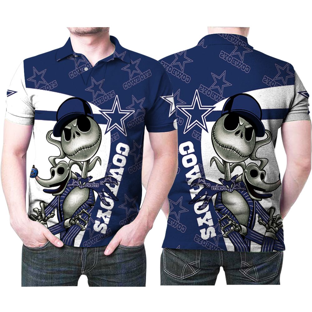 Jack Skellington Mashup Dallas Cowboys Logo Halloween 3d Designed For Dallas Cowboys Fan Polo Shirt All Over Print Shirt 3d T-shirt