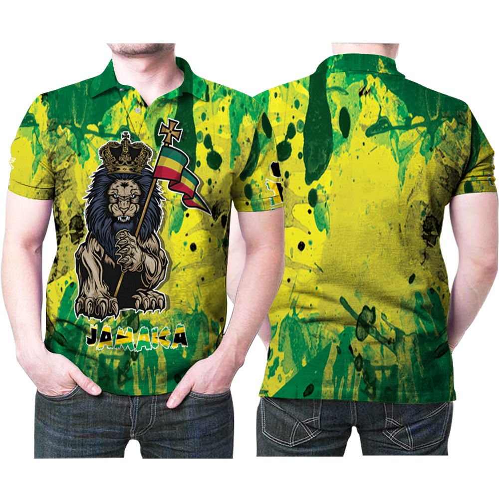 Jamaica National Flag Country Lion King Gift For Jamaican American Jamaica Lovers Polo Shirt All Over Print Shirt 3d T-shirt