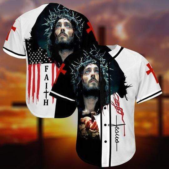 Jesus Faith American Flag Personalized 3d Baseball Jersey kv