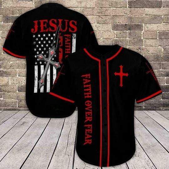 Jesus Faith Over Fear Personalized 3d Baseball Jersey kv