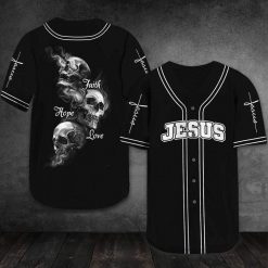 Jesus Skull Faith Hope Love Personalized 3d Baseball Jersey kv