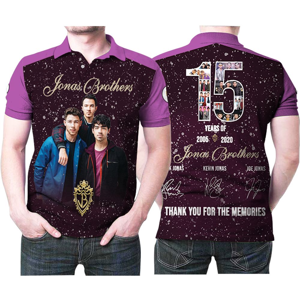 Jonas Brothers Band 15 Years Thank You For The Memories Signature 3d Designed Allover Gift For Jonas Brothers Fans Polo Shirt