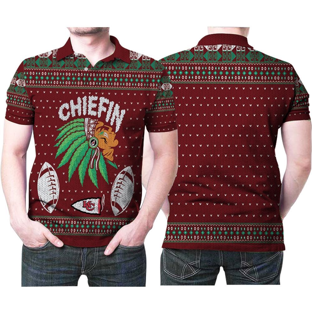 Kansas City Chiefs Chiefin Ugly Christmas 3d Polo Shirt All Over Print Shirt 3d T-shirt