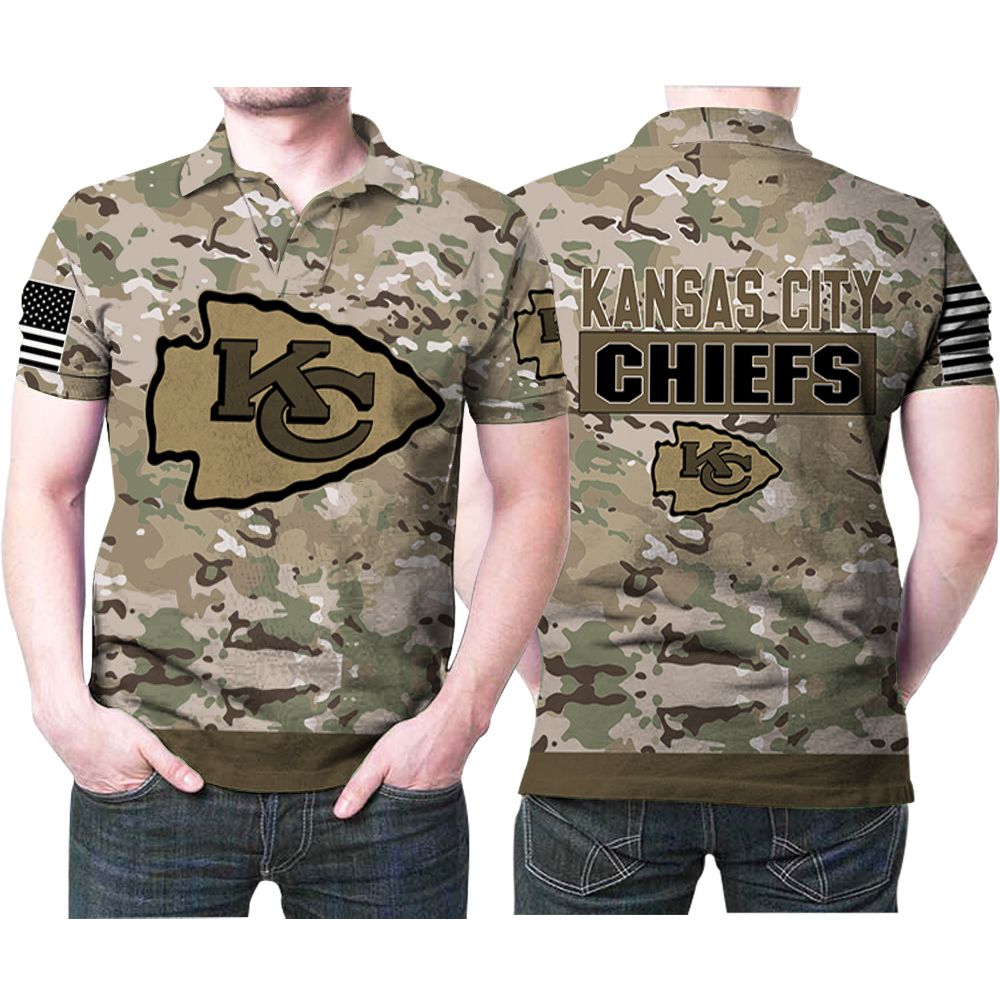 Kansas City Chiefs Nfl Football Team Logo Camouflage Color 3d Designed Allover Gift For Chiefs Fans Polo Shirt All Over Print Shirt 3d T-shirt