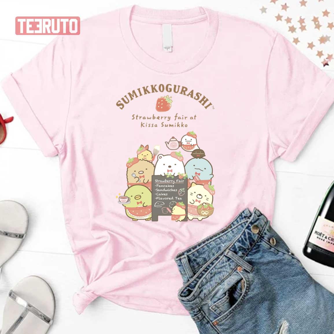 Kawaii Sumikko Gurashi Strawberry Fair At Kissa Sumikko Unisex T-Shirt