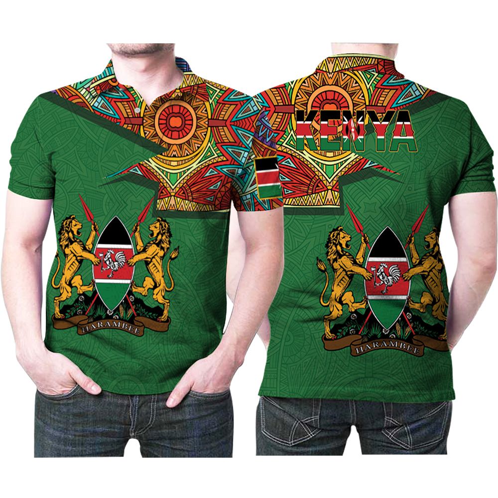Kenya Coat Of Arms East African Republic Country Gift For Someone From Kenya Coat Of Arms Polo Shirt All Over Print Shirt 3d T-shirt