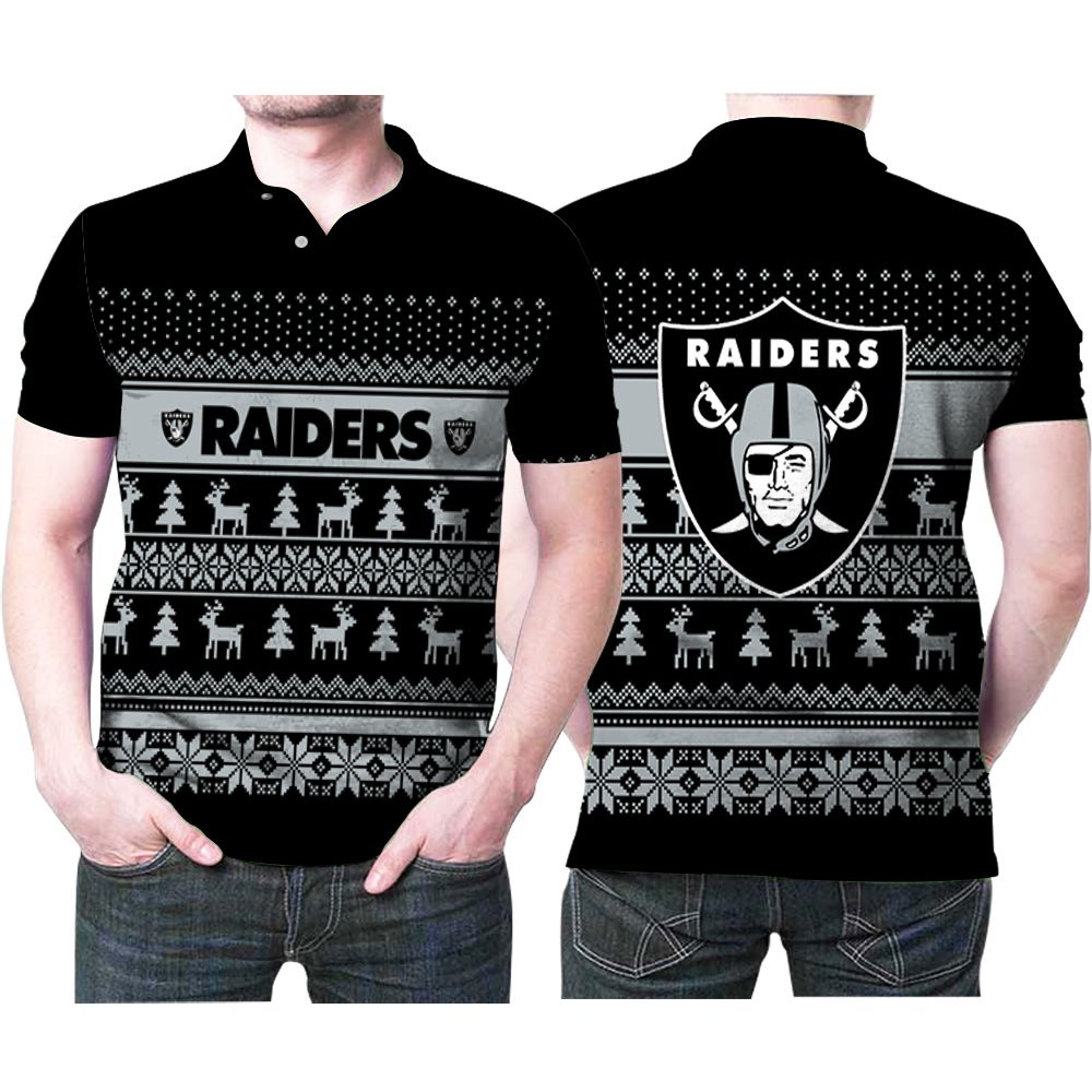 Las Vegas Raiders Ugly Christmas Pattern 3d Printed Gift For Las Vegas Raiders Fan Polo Shirt All Over Print Shirt 3d T-shirt