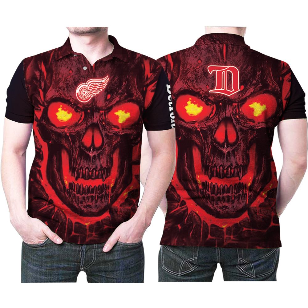 Lava Skull Detroit Red Wings Nfl Ice Hockey Team Logo 3d Designed Allover Gift For Wings Fans Polo Shirt All Over Print Shirt 3d T-shirt