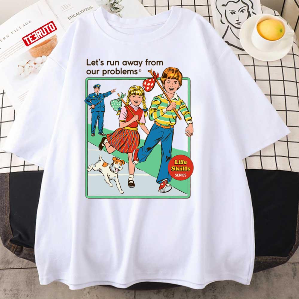 Let’s Run Away Funny Vintage Kids Art Unisex T-Shirt