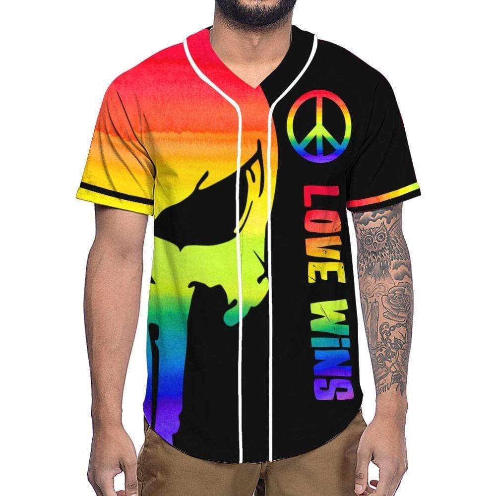 Lgbt+ Pride Love Wins Rainbow Skull Personalized 3d Baseball Jersey vi