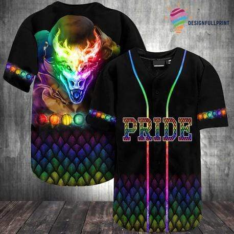 Lgbt+ Pride Rainbow Dragon Personalized 3d Baseball Jersey vi