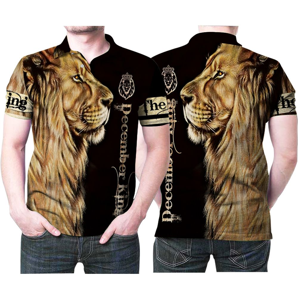 Lion December The King God 3d Printed Gift For December Men Polo Shirt All Over Print Shirt 3d T-shirt