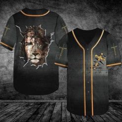 Lion Jesus Cross My Heart Wall Cross Personalized 3d Baseball Jersey kv